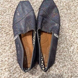 TOMS Women's Sparkle Slip-On Flats - Black